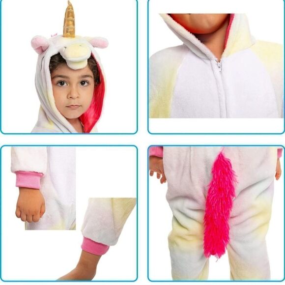 NWT Spooktacular Creations Unicorn Pajama Costume Plush Onesie 18- 24 Months - Picture 6 of 7